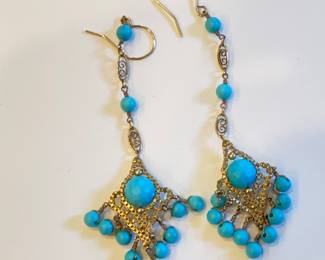 Vintage Turquoise Dangle Earrings.