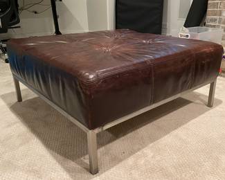 Gus Brand Leather Cocktail Table / Ottoman with Metal Base. Photo 1 of 3.