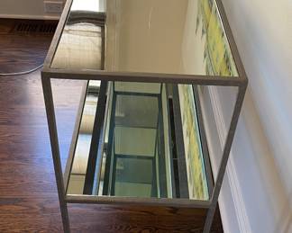 Jayson Home Double Shelf Console with Mirrored Glass Shelves. Measures 60" W x 12" D x 32" H. Photo 3 of 3.