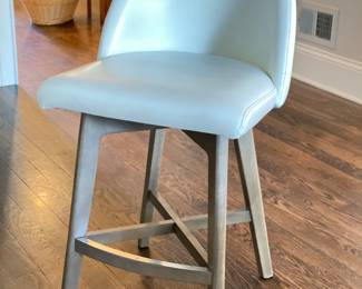 Set of Three Custom Homenature Ventura Faux Leather Upholstered Counter Stools. Each Measures 19" x 24" D with 24" Seat Height. Photo 1 of 4.