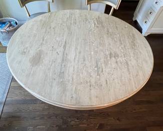 Noir Furniture Rustic Oak Pedestal Farm Table. Measures 60" D x 31" H with 29" Clearance. Great As Is But Would Be AWEOME With A Custom Paint Job. Photo 3 of 4.