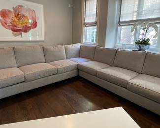 Mandarine Home-Sourced Sectional Sofa Upholstered In Crypto Grade III Fabric Performance Fabric in "Atmosphere." Measures 120" x 120" x 40" D. Photo 3 of 4.