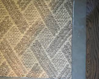 Mandarine Home Sourced Fiberworks Sisal Rug with Wide Grey Leather Banding. Measures 48" x 48". Photo 2 of 2.