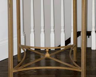 Classic Remix Sourced Granite Topped Occasional / Entry Table with Gilt Metal Frame. Measures 32" H x 38" D. Photo 3 of 3.