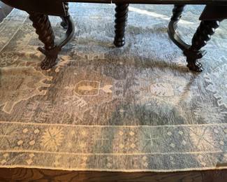 Vintage Merchandize Mart Sourced Persian Style Rug in Grey & Blue Color Way. Measures 8' 11" x 12." Photo 1 of 5.