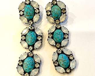 Vintage Turquoise Dangle Earrings Sourced From Arch By Laura White. Photo 1 of 2.