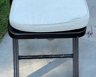 Set of 4 Ebonized Wood Faux Bamboo Folding Dining Chairs with Cane Seats & Cushions. Photo 2 of 2.