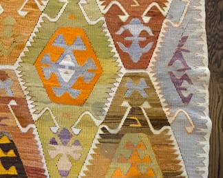 Hand-Woven Turkish Kilim Rug. Measures 9' 6" x 5'. Photo 2 of 3.