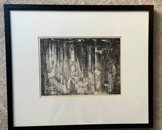 "Nets," Signed and Numbered Print. Miriam McKinney Hofmeier. Measures 13" x 9" without Frame; 25" x 21" Framed. Photo 1 of 3.