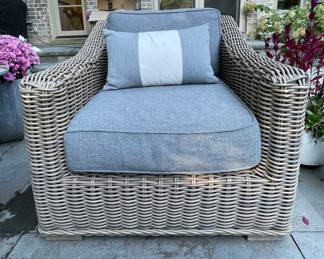 RH Classic Size Provence Collection Arm Chair Plus Cushions. All Cushions Are Perennials Textured Basketweave Fog. Two Replacement Sets Available, Too! Photo 1 of 2.