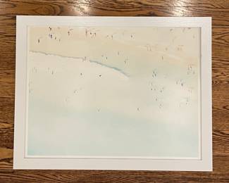 Framed Aerial Beach Photograph. Measures 26" x 21."