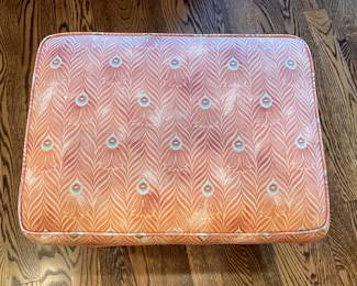 Orange Upholstered Cross Bench. Measures 17" W x 22" D x 18" H. Photo 2 of 2. ACCURATE COLOR.