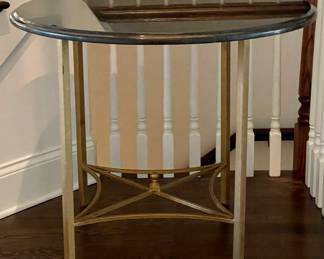 Classic Remix Sourced Granite Topped Occasional / Entry Table with Gilt Metal Frame. Measures 32" H x 38" D. Photo 1 of 3.