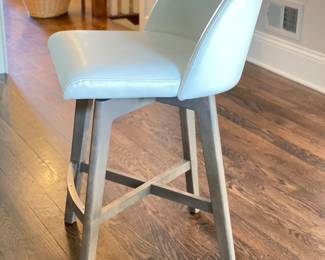 Set of Three Custom Homenature Ventura Faux Leather Upholstered Counter Stools. Each Measures 19" x 24" D with 24" Seat Height. Photo 2 of 4.