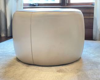 Room & Board Ivory Leather Upholstered Ottoman. Measures 21" D x 16" H. Photo 1 of 2.