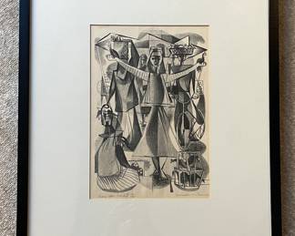 "Mexican Market," Signed and Numbered Print. Miriam McKinney Hofmeier. Measures 9" x 13" without Frame; 21" x 25" Framed. Photo 1 of 3.