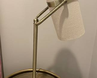 Pair of Carrara Marble Base Table Lamps with Linen Shades. Photo 1 of 2.