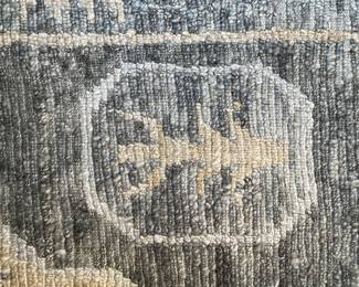 Vintage Merchandize Mart Sourced Persian Style Rug in Grey & Blue Color Way. Measures 8' 11" x 12." Photo 4 of 5.