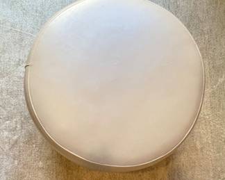 Room & Board Ivory Leather Upholstered Ottoman. Measures 21" D x 16" H. Photo 2 of 2.