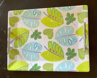 Mariposa Tropical Plant Tray with Faux Bamboo Handles. Photo 1 of 3.