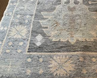 Vintage Merchandize Mart Sourced Persian Style Rug in Grey & Blue Color Way. Measures 8' 11" x 12." Photo 2 of 5.