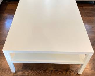 Vintage Baker Furniture Coffee Table with Brass Feet Revitalized with A New White Finish. Measures 34" x 44" x 19" H. Photo 2 of 3.