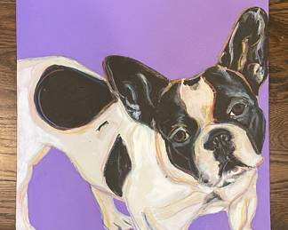 "Frenchie," Oil on Canvas. Signed by Artist. Measures 18" x 24".