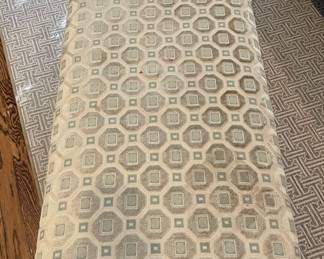 Material Possessions Storage Bench with Burl Wood Legs. Measures 54" W x 19" D x 20" H. Has Two Red Fingernail Polish Spots. Photo 2 of 5.