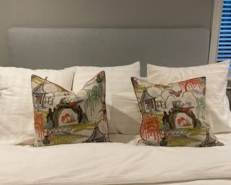 Pair of Twin Upholstered Head Boards Converted To King Size Head Board. Use As King or Separate And Use As 2 Twin Upholstered Head Boards. See Next Photo for Twin Head Board Fabric. King Size Tempur-Pedic Mattress & Frame Available, Too! Photo 1 of 3.