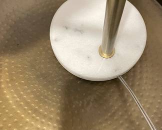 Pair of Carrara Marble Base Table Lamps with Linen Shades. Photo 2 of 2.