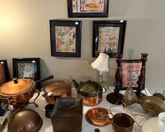 watercolors, antique brass and copper objects