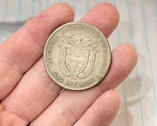 vintage coins, both American and Panamanian, lots of silver