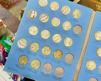 vintage coins, both American and Panamanian, lots of silver