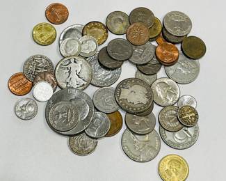 vintage coins, both American and Panamanian, lots of silver