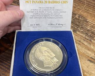 vintage coins, both American and Panamanian, lots of silver