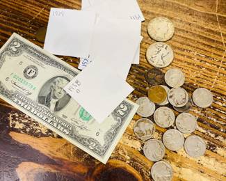 vintage coins, both American and Panamanian, lots of silver