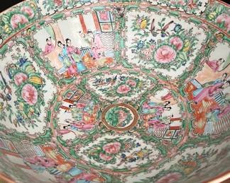 Antique 1800s Rose Medallion punch bowl…RARE MARKINGS