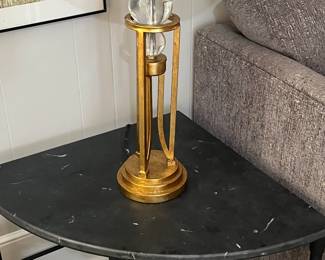 Pair of marble and iron corner tables