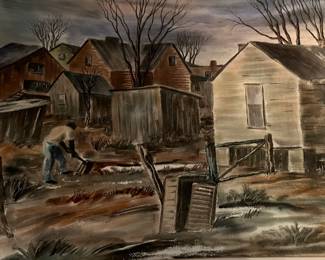 Large Jack Grue watercolor BROOKS & DIXON permanent collection.  RARE