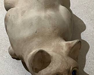 Antique English Cast Stoneware Cat Garden Statue with Glass Eyes…purchased for $890