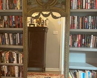 Large French antique gilt floor mirror