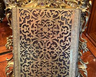 Massive gilt bronze tri-fold mirror