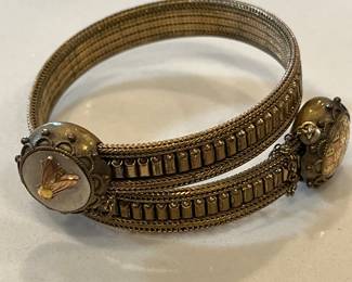 Victorian gold filled and mother of pearl lucky wrap bracelet 