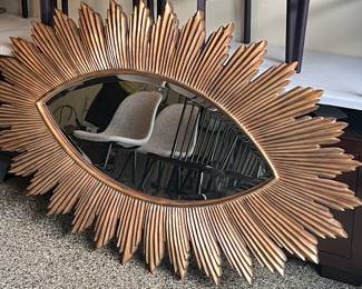 Huge star burst mirror in gilt wood