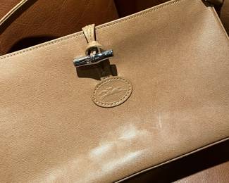 New Longchamps bamboo clutch in classic tan