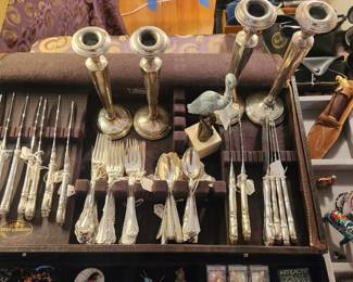 Sterling Silver Flatware and Candlesticks-Statue By Ott Jones