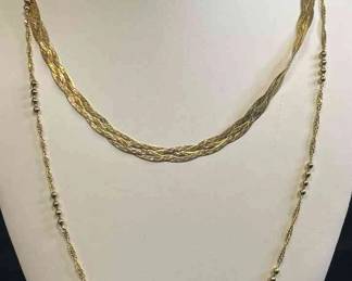 Pair of 925 Italy Silver Necklaces Gold Toned