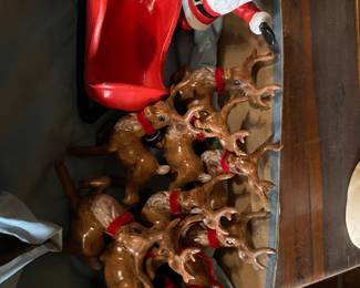 Ceramic Santa and Reindeer.