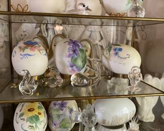 Super small crystal animals and hand painted eggs.