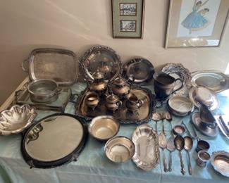 Beautiful silver plate serving pieces for your holiday party!